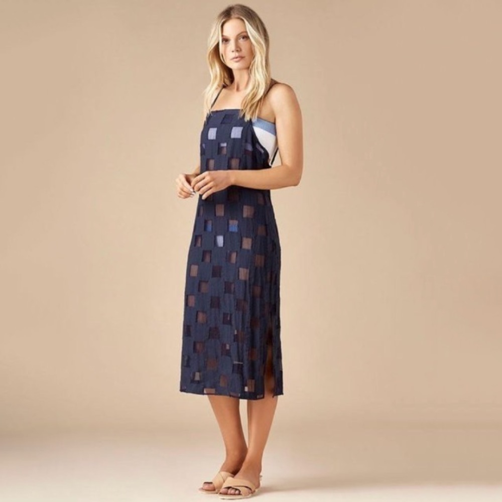 NWT Onia Melanie Midi Dress in Mesh Windowpane XS